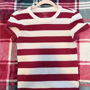 American Eagle Outfitters Red and White Striped Shirt